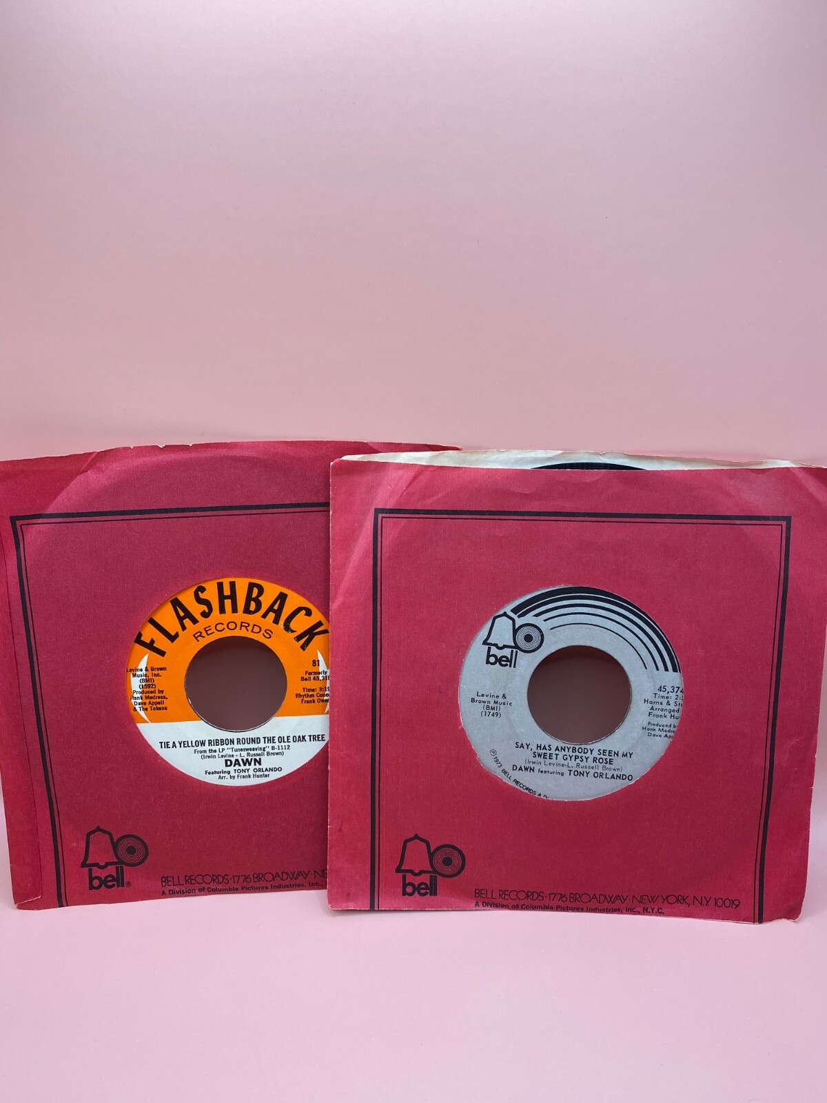 Tony Orlando Dawn 45 RPM Vinyl - Sweet Gypsy Rose & Yellow Ribbon-image