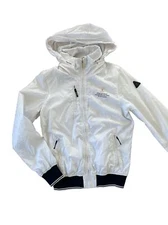 Gaastra Full Zip Windbreaker Jacket w Hooded Collar White Long Sleeve Women’s L