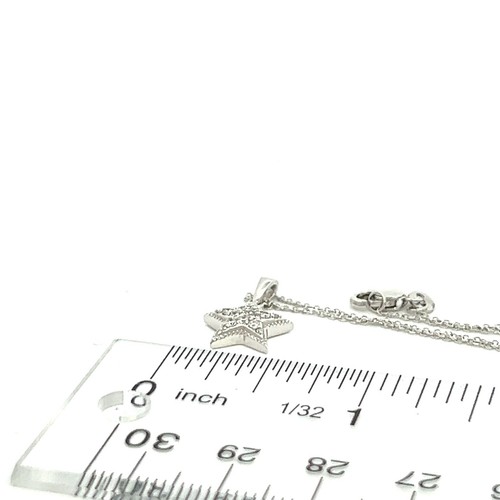 Natural Diamond Star .14tcw 14k solid White gold pendant necklace 18" NEW - Picture 3 of 3