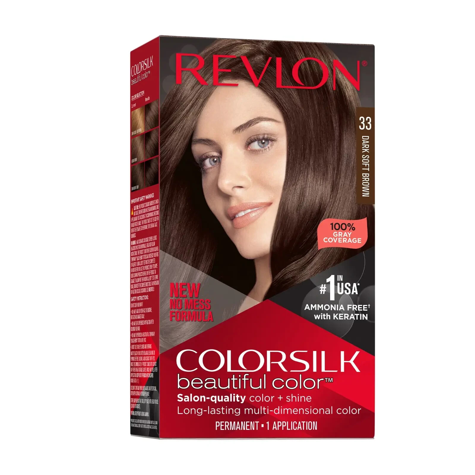 Silk Permanent Hair Color 33 Dark Soft Brown Ammonia Free