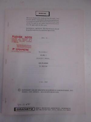 Dranetz TM-110385-1 Volume 1 Operator's Manual, Used