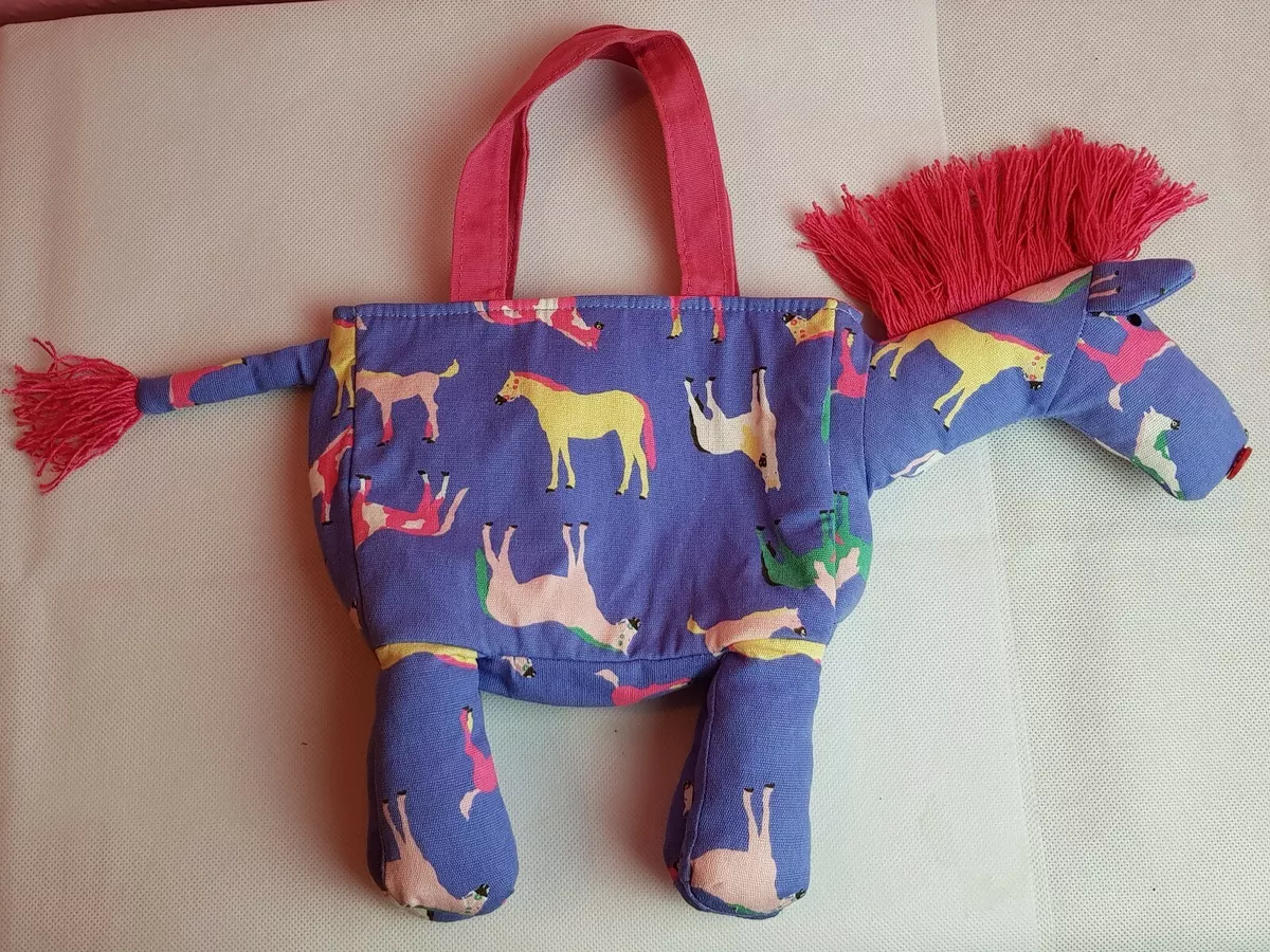 Joules Padded Horse Shape Fabric Girls Horse Design Tote Blue Bag