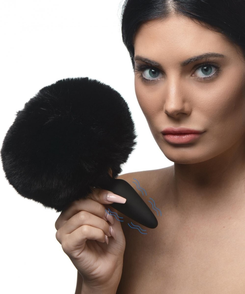 Small Vibrating Anal Plug Interchangeable Bunny Tail Black Ass Butt Pet  Play Rab | eBay