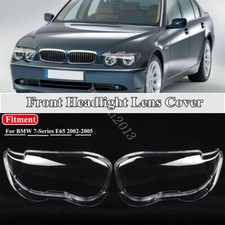 Pair Front Headlight Lens Headlamp Replace Cover For BMW 7-Series E65 2002-2005