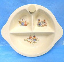 VTG Ceramic DIVIDED WARMING DISH Toddler BABY Juvenile Ware DUTCH BOY WINDMILL
