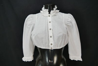 Gr.40 Dirndlbluse weiß Bluse für Dirndl Straßer Baumwollmischung Spitze B10536