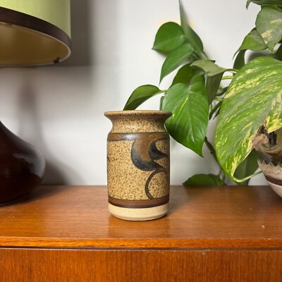 Donald Glanville Studiokeramik Vase, Vorratsdose, abstraktes Blatt, Mid Century