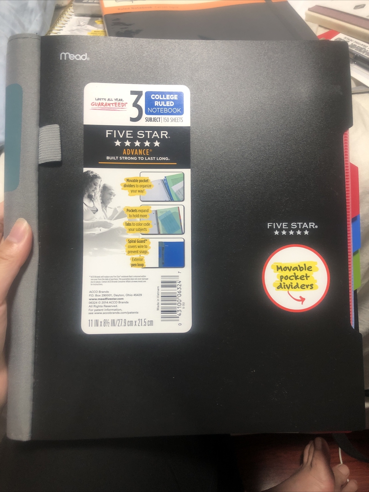 Mead Five Star Advance Spiral Notebook 3 Subject College Ruled Movable