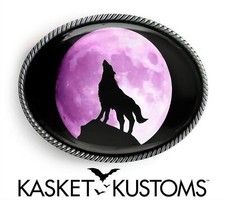 Howling Wolf Belt Buckle - Full Moon Animal Spirit Handmade Buckle - 23-SO