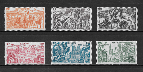 REUNION SCOTT C26 - C31 MH SET - 1946 CHAD to RHINE AIRMAIL CDT ISSUE