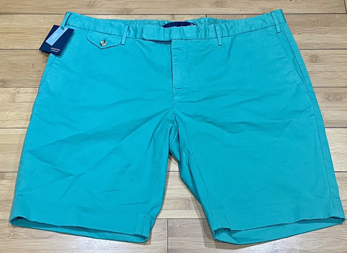 Incotex Slowear Royal Batavia Stretch Cotton Khaki Green Shorts