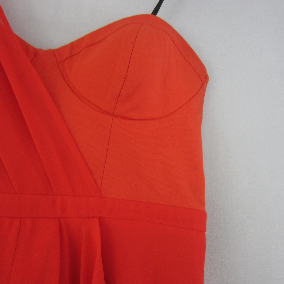 Forever New Dress Womens Plus Medium 18 Orange One Shoulder Long Formal Event - image 3 of 4