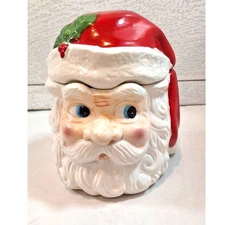 Santa Head Candy Goody Jar Christmas Cookie Container