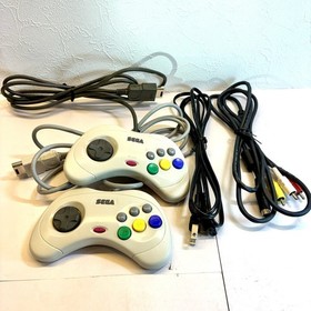 SEGA Saturn White Console HST-0014 Set w 2Controller + 7 Games Tested Japan EX+