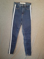 Zara Denim High Rise Skinny Jeans Womens size 2 Side Stripe
