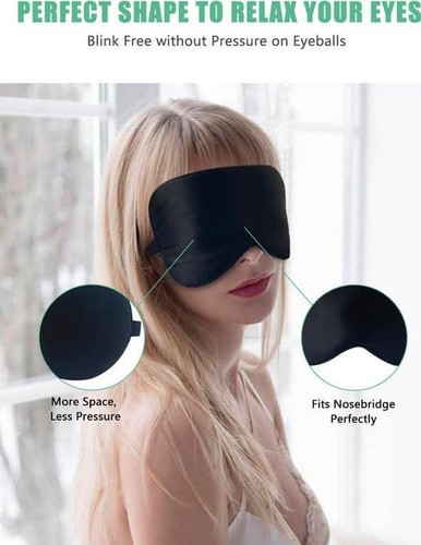 2 Pack 100% Real Natural Pure Silk Eye Masks with Adjustable Strap for Sleeping - Picture 3 of 76