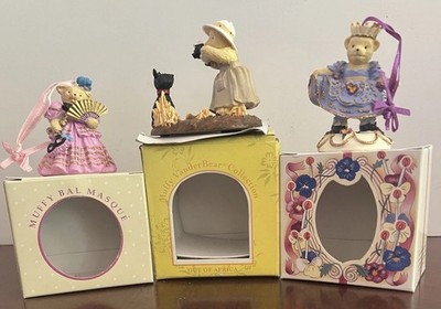 Lot 3 Muffy Vanderbear 1993/94 Bal Masque, 10th Ann, Out Of Africa Orn/Fig NIB