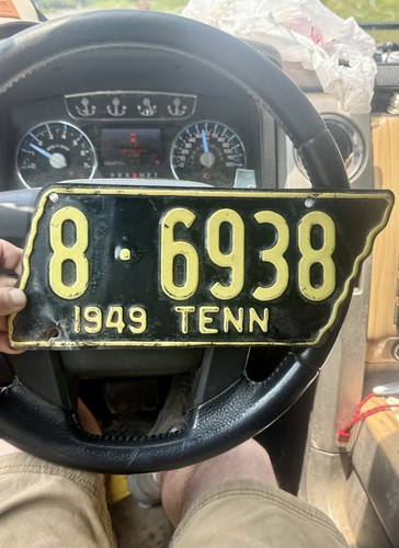 1949 Tennesseee Shape License Plate , Original Paint