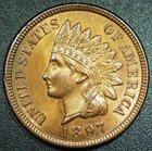 UNC 1897 Indian Head Cent - Red Brown Luster