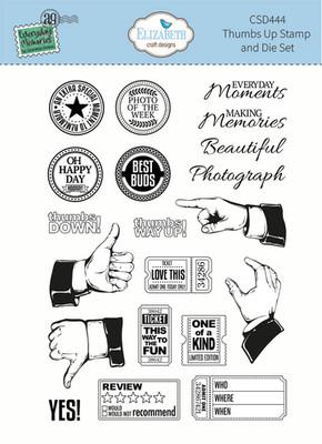 Elizabeth Craft Designs Stanze + Stempel Delightful Discovery Daumen hoch CSD444