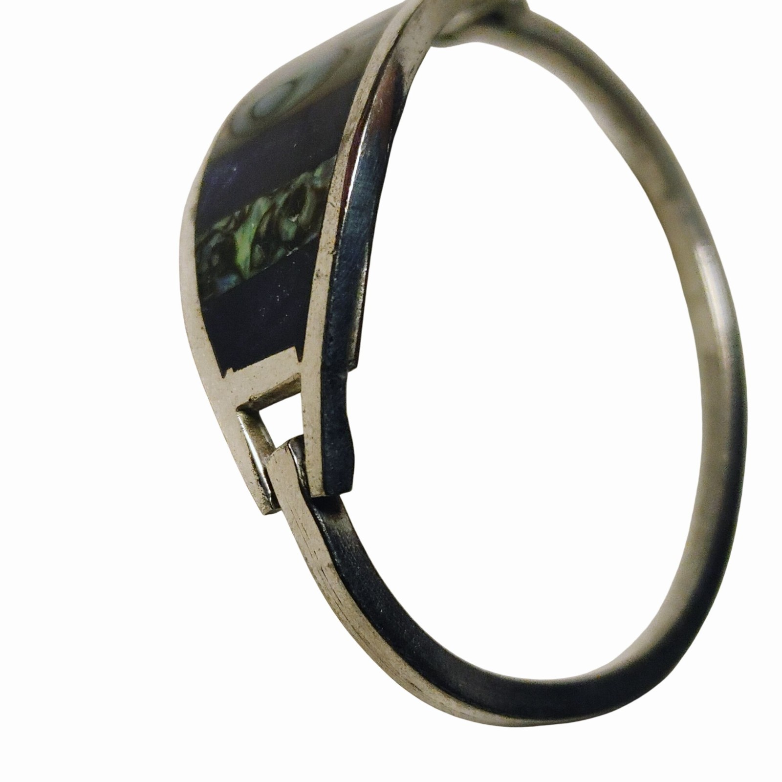 Alpaca Silver Bangle Bracelet Abalone Shell Blue … - image 13