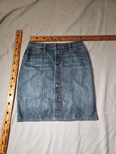 Vtg Banana Republic Skirt Womens Size 6 Blue Button Denim Academia Y2K Preppy