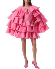 Carolina Herrera Short Tiered Ruffled Silk Cape Women's