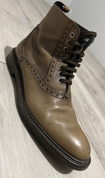 Men Sergio Rossi Boots Beige Leather 44.5