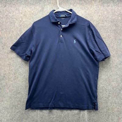 Polo Ralph Lauren Polo Shirt Mens Medium Blue Performance Dress Knit Classic
