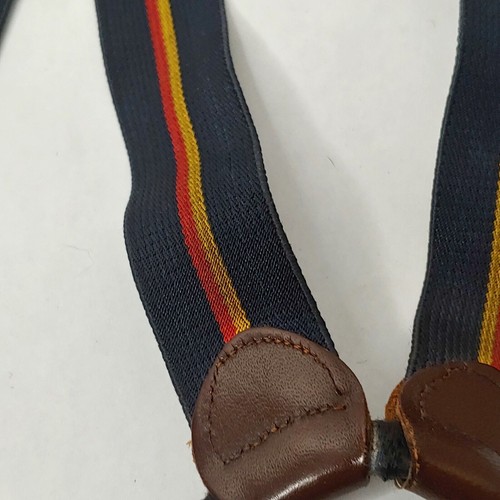 Vintage Boys Pant Suspenders Traces Black Gold Stripe Stretch Adjustable READ