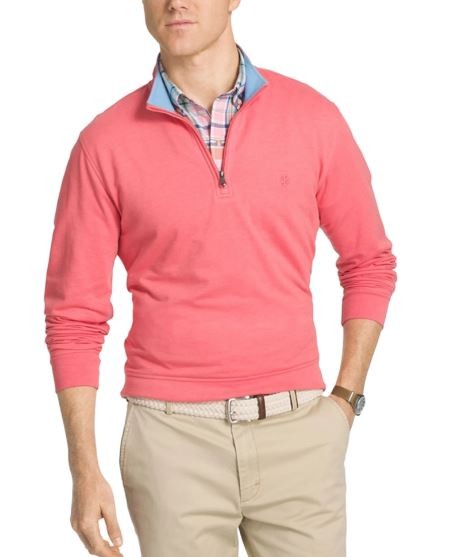 IZOD Men's Half Zip Sweatshirt, Rapture Rose, 4X-Large