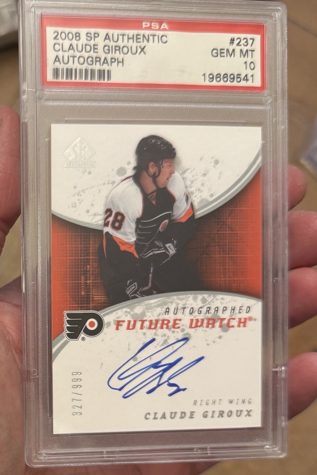 2008 Upper Deck UD SP Authentic Claude Giroux #237 Rookie Auto /999 PSA 10 💎