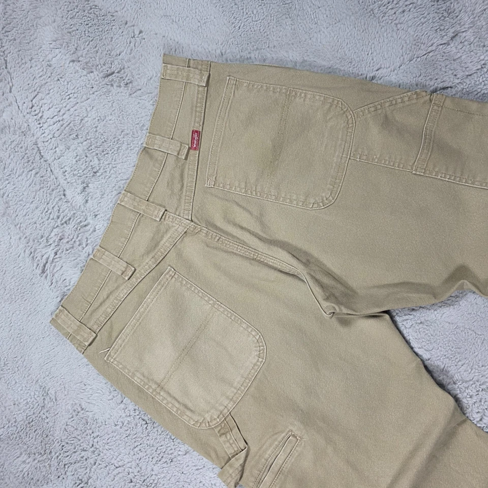 Pantalones de mezclilla Wrangler Carpenter beige ropa de trabajo lazo martillo bolsillo utilitario W34 L30 Foto 4 de 4