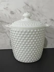 Vintage Milk Glass Hobnail Cookie Jar 9” Tall Excellent Condition