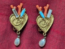 Boucles D'oreilles Clips Vintage Fantaisie - Style Années 70/80, Occasion, Bijou De Créateur