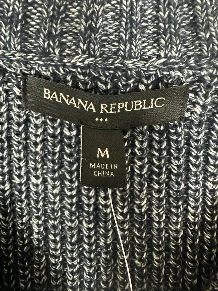 Cardigã Banana Republic suéter masculino cinza médio botão frontal malha - Imagem 2 de 4