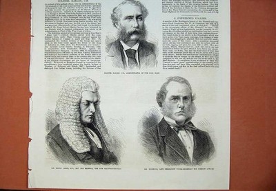 Alter antiker Druck 1873 Colonel Harley Henry James Hammond Männer Anwalt 19.