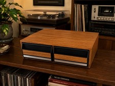 Vintage VHS Cassette Tape 2-Drawer Faux Wood Grain Storage Holder Case