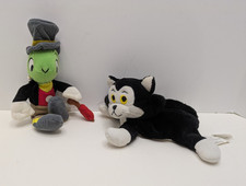 DISNEY JIMINY CRICKET AND FIGARO FROM PINOCCHIO BEANIE PLUSH BEAN BAG SET