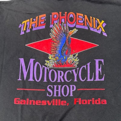 Vintage TShirt The Phoenix Motorcycle Shop Black Tee XL Gainesville FL Biker 