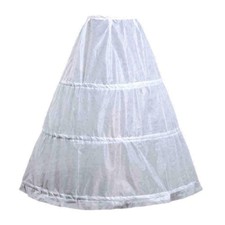 3-Hoop A-Line White Long Dress Wedding Gown Petticoat Underskirt Nice Slips O8J5