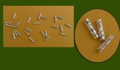 Sterling silver tube beads, faceted, 1.5 x 6 mm,  24 units