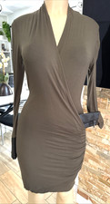 GUESS Body Con Ruched Dress W/Zipper Cuff & Side Faux Leather Cuffs Sz S xpc