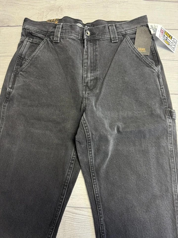 Pantalones de mezclilla Vans Drill Chore AVE para hombre 33 negros grises calce relajado skateboarding Foto 4 de 4