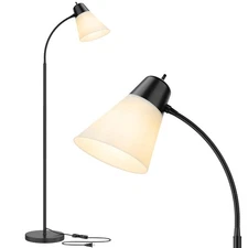 Floor Lamp for Living Room, Adjustable Gooseneck Standing Lamp with White Pla...