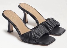 Sam Edelman Kittie Black Leather Heels Open Toe Sandals Size 7.5