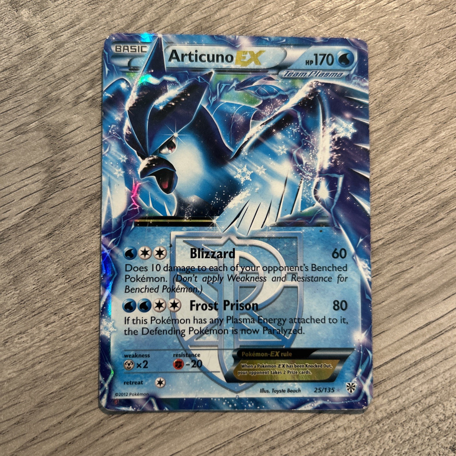 Pokémon TCG Articuno EX Ultra Rare Holo Card Plasma Storm 25/135