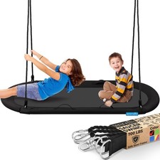 SereneLife 67 in Oval Platform Swing w/ Hang Kit Indoor/Outdoor Black 