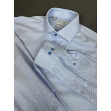 Twillory Safe Cotton Dress Shirt Mens 16.5 34/35 Light Blue Micro Textured