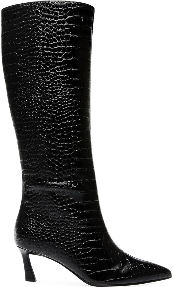 (NEW) Steve Madden Lavan Women Knee High Boots Black Leather US Size 6.5 Medium - Image 3 of 4
